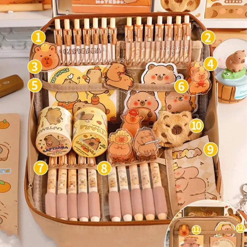 Cute Capybara Student Stationery Set