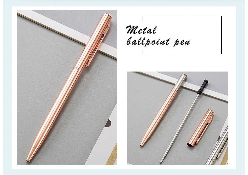 Rose Gold Engraved Metal Ballpoint Pens