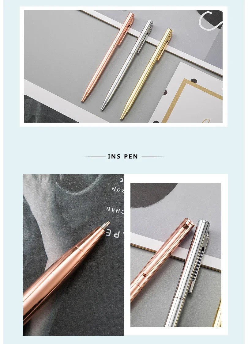 Rose Gold Engraved Metal Ballpoint Pens