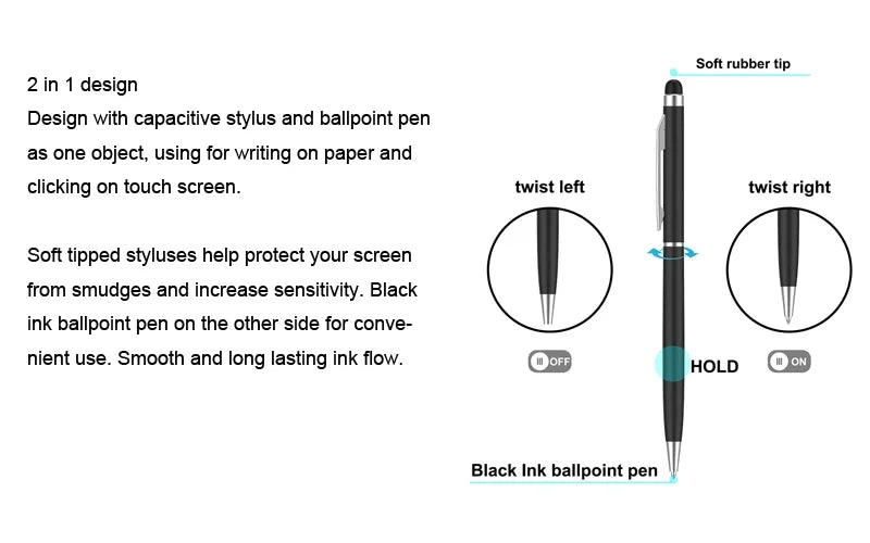 2-in-1 Metal Stylus Ballpoint Pens Set