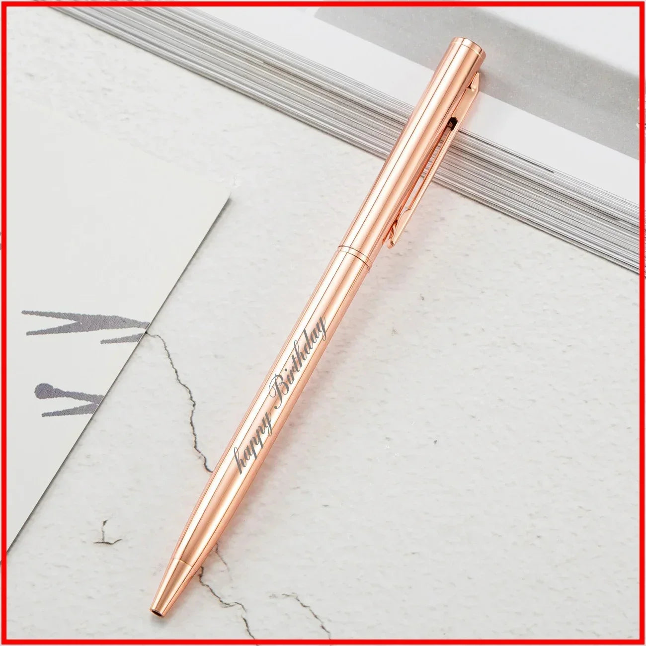 Rose Gold Engraved Metal Ballpoint Pens