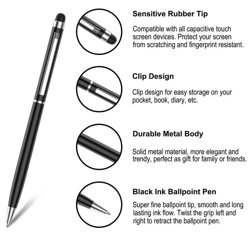 2-in-1 Metal Stylus Ballpoint Pens Set
