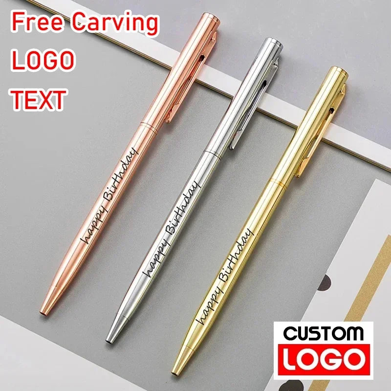 Rose Gold Engraved Metal Ballpoint Pens